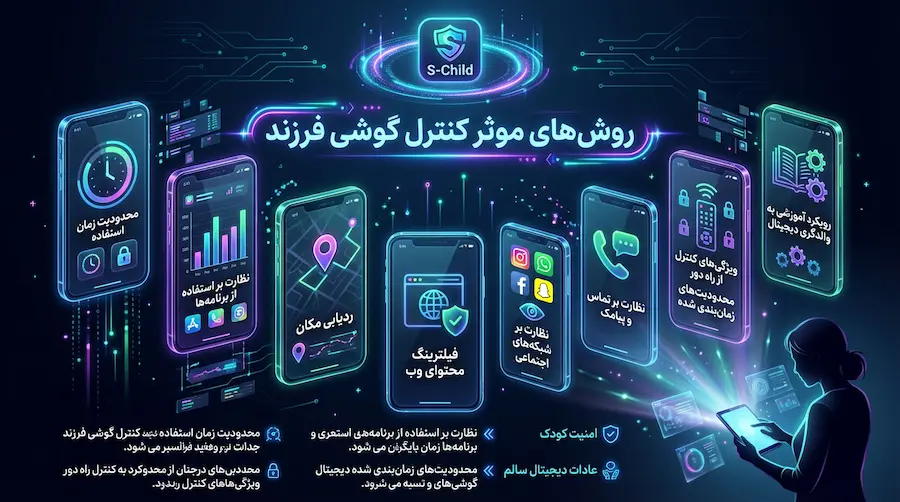 ابزارها و امکانات برای کنترل گوشی فرزند