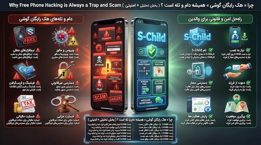 هک گوشی رایگان | حقیقت ماجرا چیست ؟ روشهای واقعی تشخیص و افزایش امنیت گوشی 5 مقایسه برنامههای نظارت والدین برای افزایش امنیت موبایل