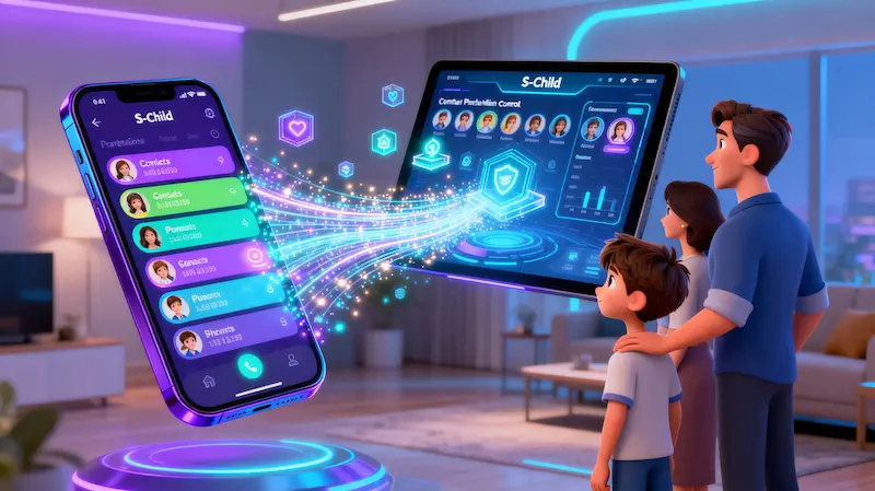 نظارت بر مخاطبین گوشی فرزند | راهنمای والدین + S-Child 2 نظارت بر مخاطبین