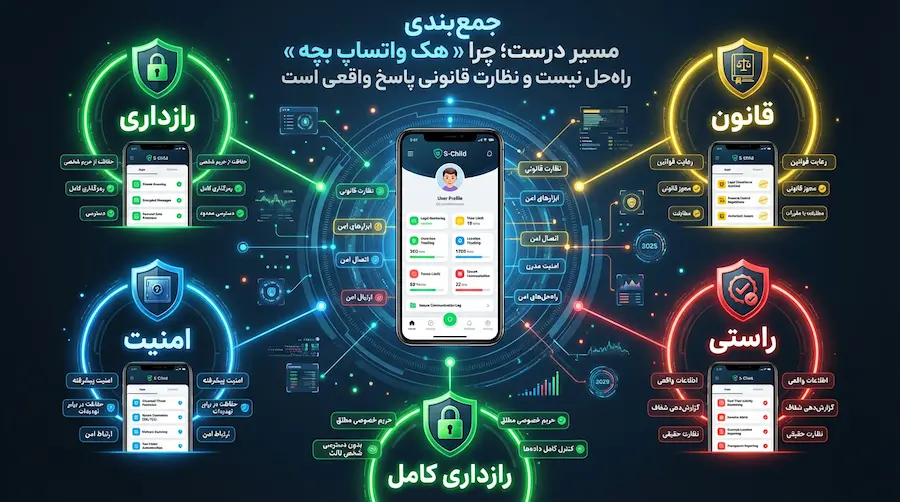 جمع‌بندی و توضیح اینکه چرا هک واتساپ بچه راه‌حل نیست و نظارت قانونی بهترین گزینه والدین است